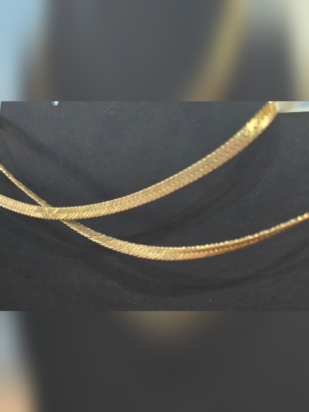Gold-tone Single Strand Herringbone Necklace